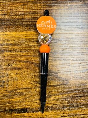 New Fancy Designer Orange & Black Decorative Ballpoint Pen w/ refill
